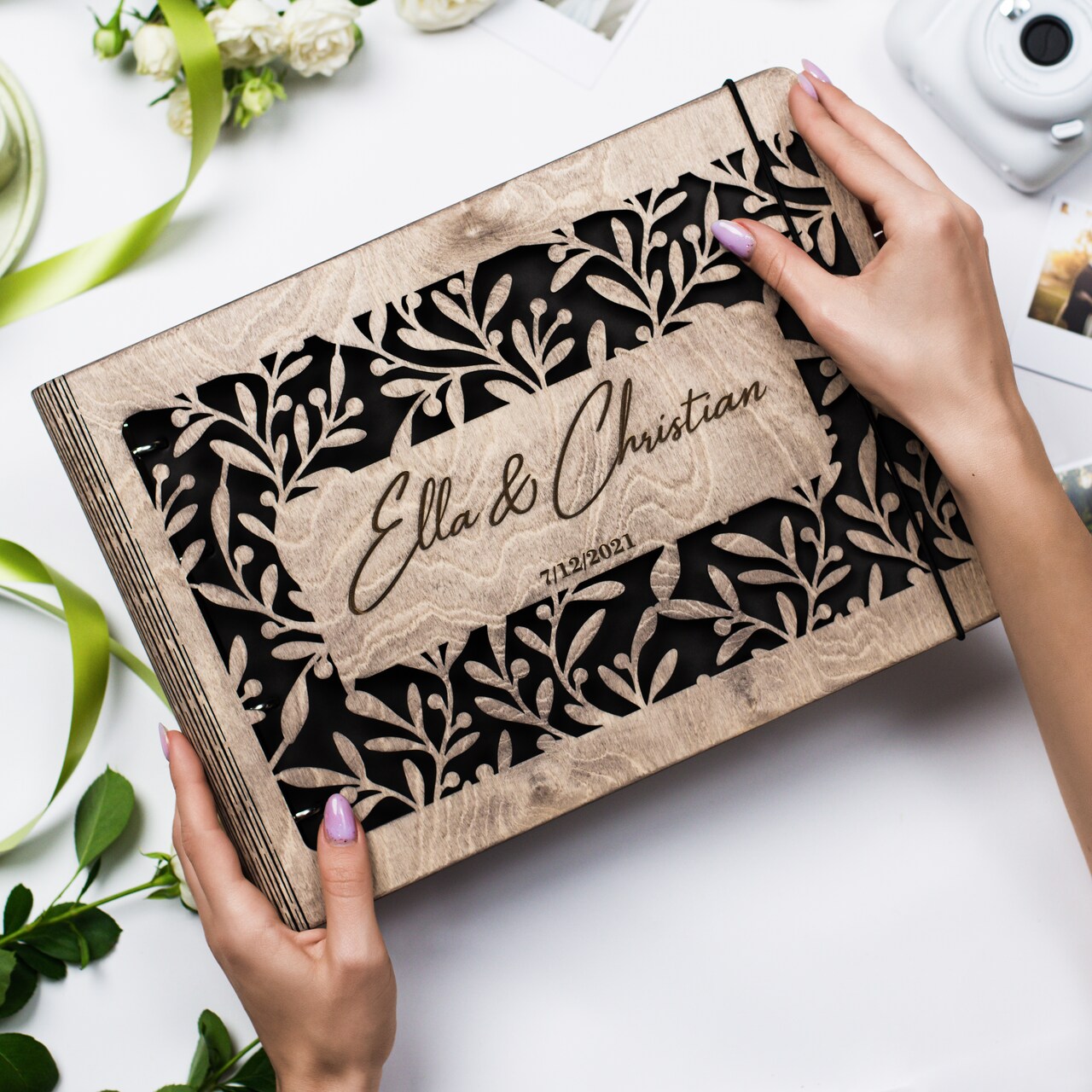 Wedding Album, 5th Anniversary Gift, Christmas Family Gift, Personalized Wedding Photo Book by Enjoy The Wood